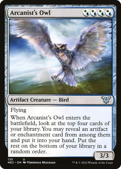 2022 Magic: The Gathering: Commander: Kamigawa: Neon Dynasty (NEC) - Arcanists Owl (#135, Uncommon) (, Near Mint)