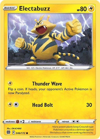 2022 Pokemon: SWSH09: Brilliant Stars (SWSH09) - Electabuzz (#046/172, Common) (, Near Mint)