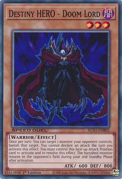 2022 YuGiOh: Speed Duel GX: Duel Academy Box () - Destiny HERO Doom Lord (#SGX1-ENB02, Common) (1st Edition, Near Mint)