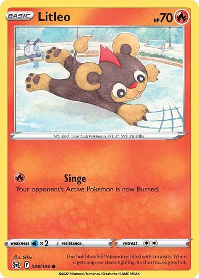 2022 Pokemon: SWSH11: Lost Origin (SWSH11) - Litleo (#028/196, Common) (, Near Mint)