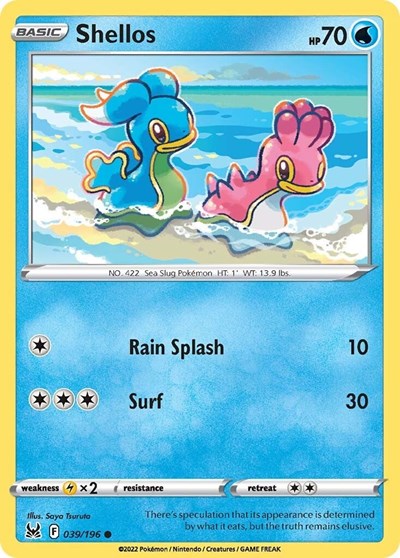 2022 Pokemon: SWSH11: Lost Origin (SWSH11) - Shellos (#039/196, Common) (, Near Mint)