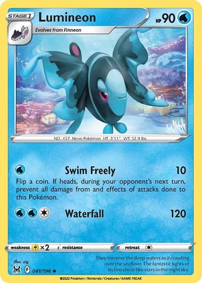 2022 Pokemon: SWSH11: Lost Origin (SWSH11) - Lumineon (#041/196, Uncommon) (, Near Mint)