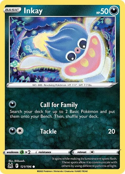 2022 Pokemon: SWSH11: Lost Origin (SWSH11) - Inkay 121 (#121/196, Common) (, Near Mint)