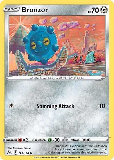 2022 Pokemon: SWSH11: Lost Origin (SWSH11) - Bronzor (#125/196, Common) (, Near Mint)