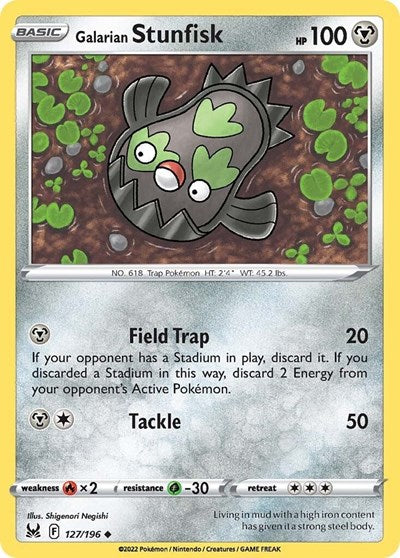 2022 Pokemon: SWSH11: Lost Origin (SWSH11) - Galarian Stunfisk (#127/196, Uncommon) (, Near Mint)