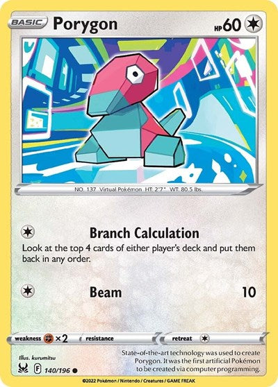 2022 Pokemon: SWSH11: Lost Origin (SWSH11) - Porygon (#140/196, Common) (, Near Mint)