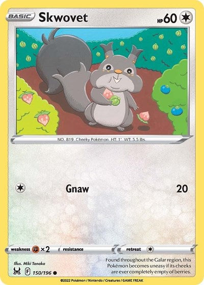 2022 Pokemon: SWSH11: Lost Origin (SWSH11) - Skwovet (#150/196, Common) (, Near Mint)