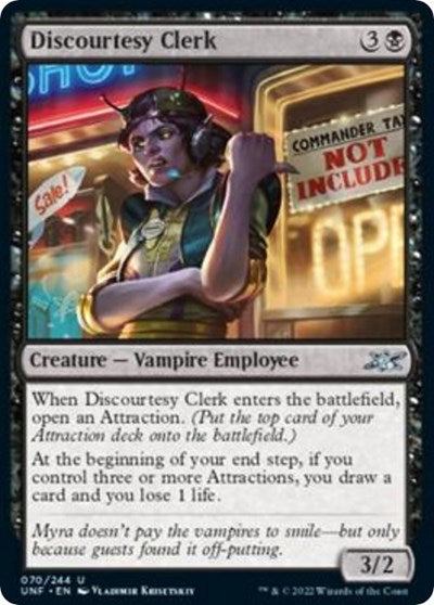 2022 Magic: The Gathering: Unfinity (UNF) - Discourtesy Clerk (#70, Uncommon)
