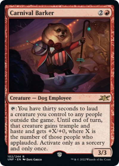 2022 Magic: The Gathering: Unfinity (UNF) - Carnival Barker (#102, Rare) (Foil, Near Mint)