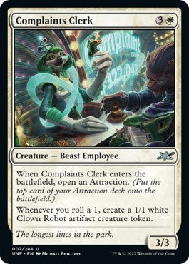 2022 Magic: The Gathering: Unfinity (UNF) - Complaints Clerk (#7, Uncommon) (Foil, Near Mint)