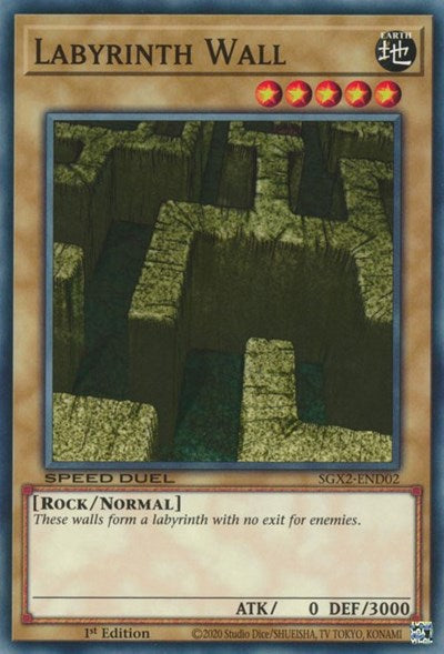 2022 YuGiOh: Speed Duel GX: Midterm Paradox (SGX2) - Labyrinth Wall (#SGX2-END02, Common) (1st Edition, Near Mint)