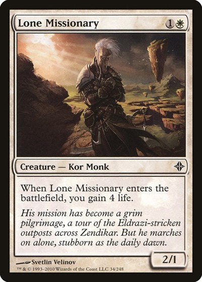 2010 Magic: The Gathering: Rise of the Eldrazi (ROE) - Lone Missionary (#34, Common) (, Near Mint)