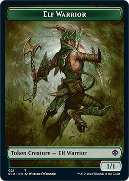 2022 Magic: The Gathering: Starter Commander Decks (SCD) - Elf Warrior Soldier Double Sided Token (#21 // 8, T) (, Near Mint)