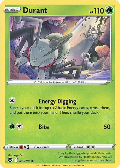 2022 Pokemon: SWSH12: Silver Tempest (SWSH12) - Durant (#013/195, Common) (, Near Mint)