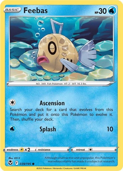 2022 Pokemon: SWSH12: Silver Tempest (SWSH12) - Feebas (#039/195, Common) (, Near Mint)