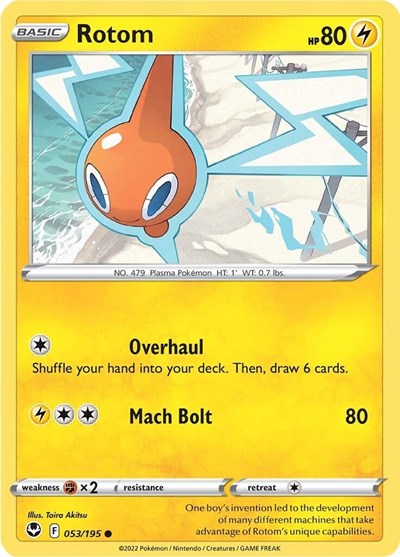 2022 Pokemon: SWSH12: Silver Tempest (SWSH12) - Rotom (#053/195, Common) (, Near Mint)