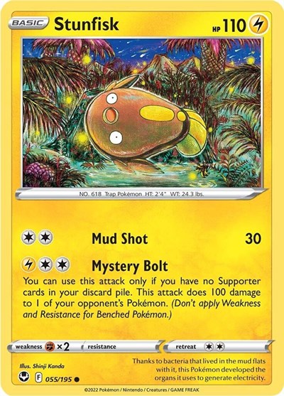 2022 Pokemon: SWSH12: Silver Tempest (SWSH12) - Stunfisk (#055/195, Common) (, Near Mint)
