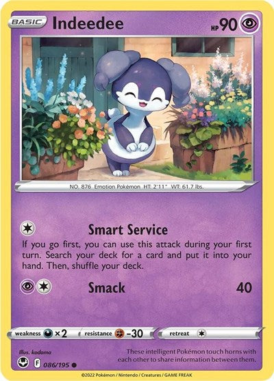 2022 Pokemon: SWSH12: Silver Tempest (SWSH12) - Indeedee (#086/195, Common) (, Near Mint)