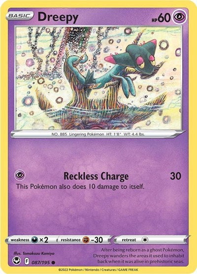 2022 Pokemon: SWSH12: Silver Tempest (SWSH12) - Dreepy (#087/195, Common) (, Near Mint)