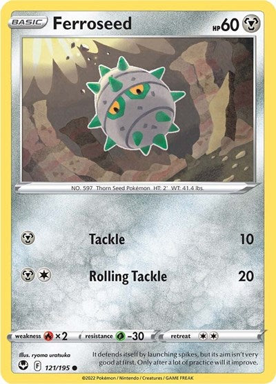 2022 Pokemon: SWSH12: Silver Tempest (SWSH12) - Ferroseed (#121/195, Common) (, Near Mint)