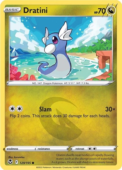 2022 Pokemon: SWSH12: Silver Tempest (SWSH12) - Dratini (#129/195, Common) (, Near Mint)
