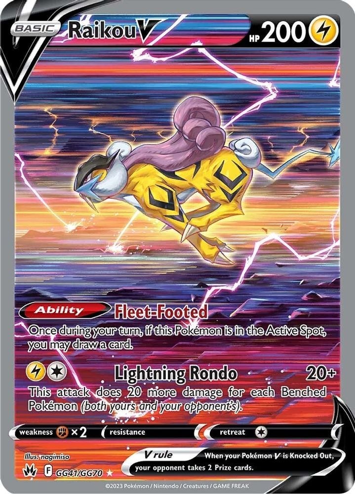 2023 Pokemon: SWSH: Crown Zenith: Galarian Gallery (CRZ:GG) - Raikou V (#GG41/GG70, Ultra Rare) (Holofoil, Near Mint)