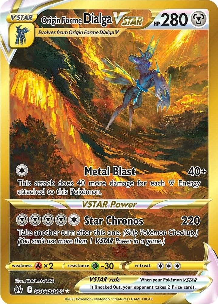 2023 Pokemon: SWSH: Crown Zenith: Galarian Gallery (CRZ:GG) - Origin Forme Dialga VSTAR (Secret) (#GG68/GG70, Secret Rare) (Holofoil, Near Mint)