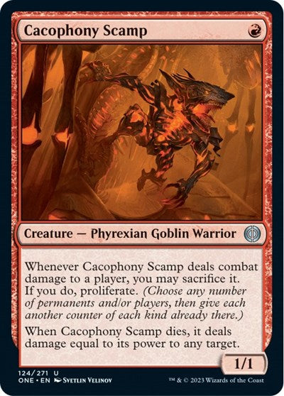 2023 Magic: The Gathering: Phyrexia: All Will Be One (ONE) - Cacophony Scamp (#124, Uncommon) (, Near Mint)