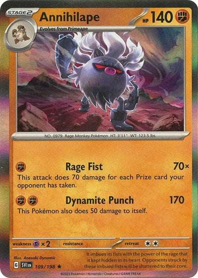 2023 Pokemon: SV01: Scarlet & Violet Base Set (SVI) - Annihilape (#109/198, Rare) (Reverse Holofoil, Near Mint)