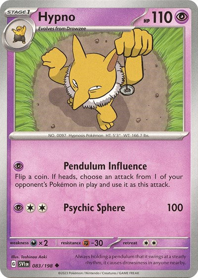2023 Pokemon: SV01: Scarlet & Violet Base Set (SVI) - Hypno (#083/198, Uncommon) (, Near Mint)