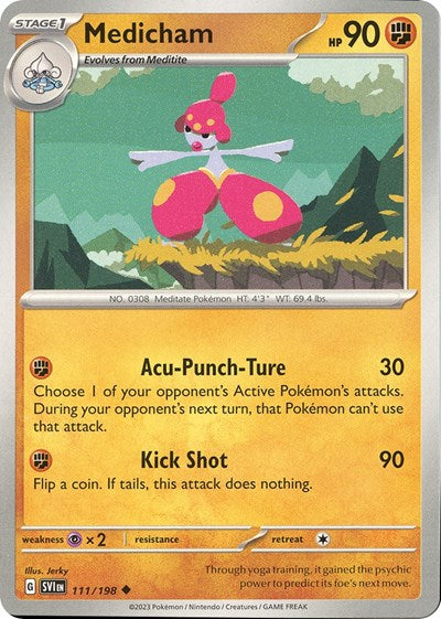 2023 Pokemon: SV01: Scarlet & Violet Base Set (SVI) - Medicham 111 198 (#111/198, Uncommon) (, Near Mint)