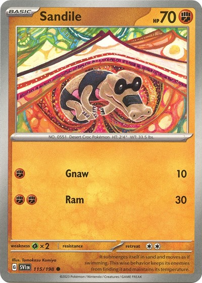 2023 Pokemon: SV01: Scarlet & Violet Base Set (SVI) - Sandile 115 198 (#115/198, Common) (, Near Mint)