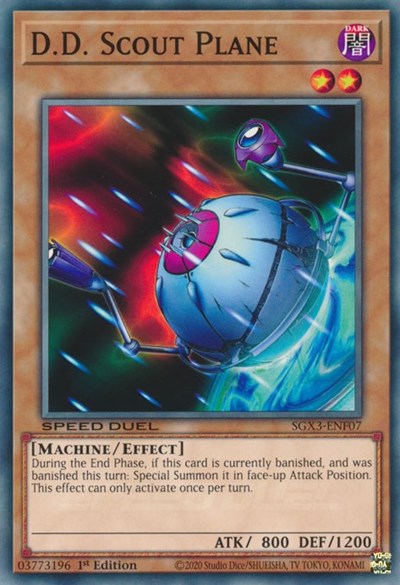 2023 YuGiOh: Speed Duel GX: Duelists of Shadows (SGX3) - DD Scout Plane (#SGX3-ENF07, Common) (1st Edition, Near Mint)