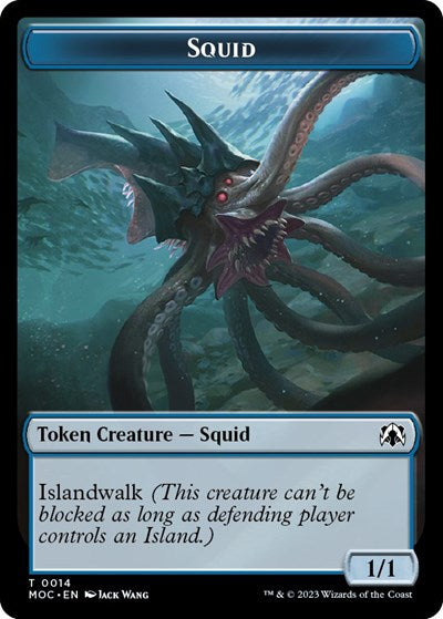 2023 Magic: The Gathering: Commander: March of the Machine (MOC) - Squid // Human Double-sided Token (#14 // 26, Token) (, Near Mint)