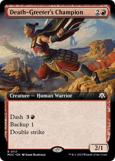 2023 Magic: The Gathering: Commander: March of the Machine (MOC) - Death-Greeter's Champion (Extended Art) (#117, Rare) (, Lightly Played)