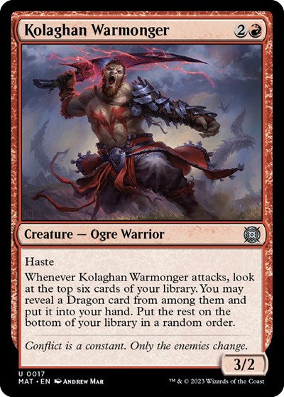 2023 Magic: The Gathering: March of the Machine: The Aftermath (MAT) - Kolaghan Warmonger (#17, Uncommon) (, Near Mint)