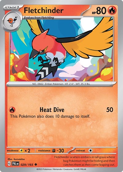 2023 Pokemon: SV02: Paldea Evolved (PAL) - Fletchinder 029 193 (#029/193, Uncommon) (, Near Mint)