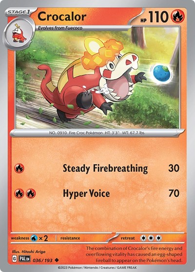 2023 Pokemon: SV02: Paldea Evolved (PAL) - Crocalor 036 193 (#036/193, Uncommon) (, Near Mint)