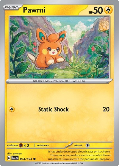 2023 Pokemon: SV02: Paldea Evolved (PAL) - Pawmi (#074/193, Common) (, Near Mint)