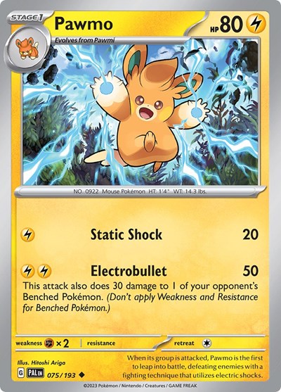2023 Pokemon: SV02: Paldea Evolved (PAL) - Pawmo (#075/193, Uncommon) (, Near Mint)