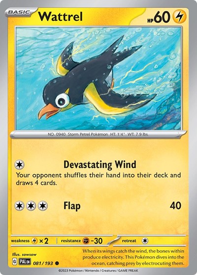 2023 Pokemon: SV02: Paldea Evolved (PAL) - Wattrel 081 193 (#081/193, Common) (, Near Mint)