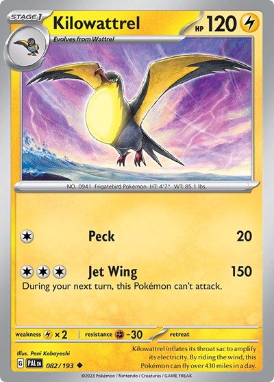 2023 Pokemon: SV02: Paldea Evolved (PAL) - Kilowattrel (#082/193, Uncommon) (, Near Mint)
