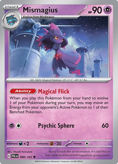 2023 Pokemon: SV02: Paldea Evolved (PAL) - Mismagius 088 193 (#088/193, Uncommon) (, Near Mint)