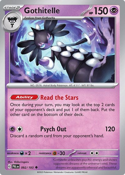 2023 Pokemon: SV02: Paldea Evolved (PAL) - Gothitelle (#092/193, Uncommon) (, Near Mint)