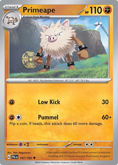 2023 Pokemon: SV02: Paldea Evolved (PAL) - Primeape (#107/193, Uncommon) (, Near Mint)