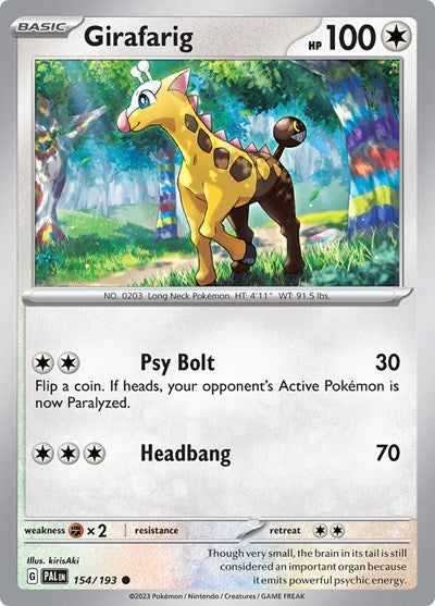 2023 Pokemon: SV02: Paldea Evolved (PAL) - Girafarig (#154/193, Common) (, Near Mint)