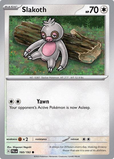 2023 Pokemon: SV02: Paldea Evolved (PAL) - Slakoth (#160/193, Common) (, Near Mint)
