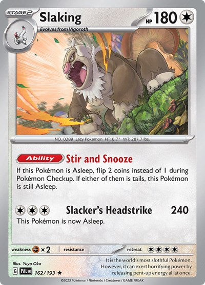 2023 Pokemon: SV02: Paldea Evolved (PAL) - Slaking (#162/193, Rare) (Holofoil, Near Mint)