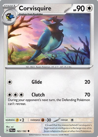 2023 Pokemon: SV02: Paldea Evolved (PAL) - Corvisquire (#165/193, Uncommon) (, Near Mint)