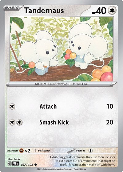 2023 Pokemon: SV02: Paldea Evolved (PAL) - Tandemaus 167 193 (#167/193, Common) (, Near Mint)